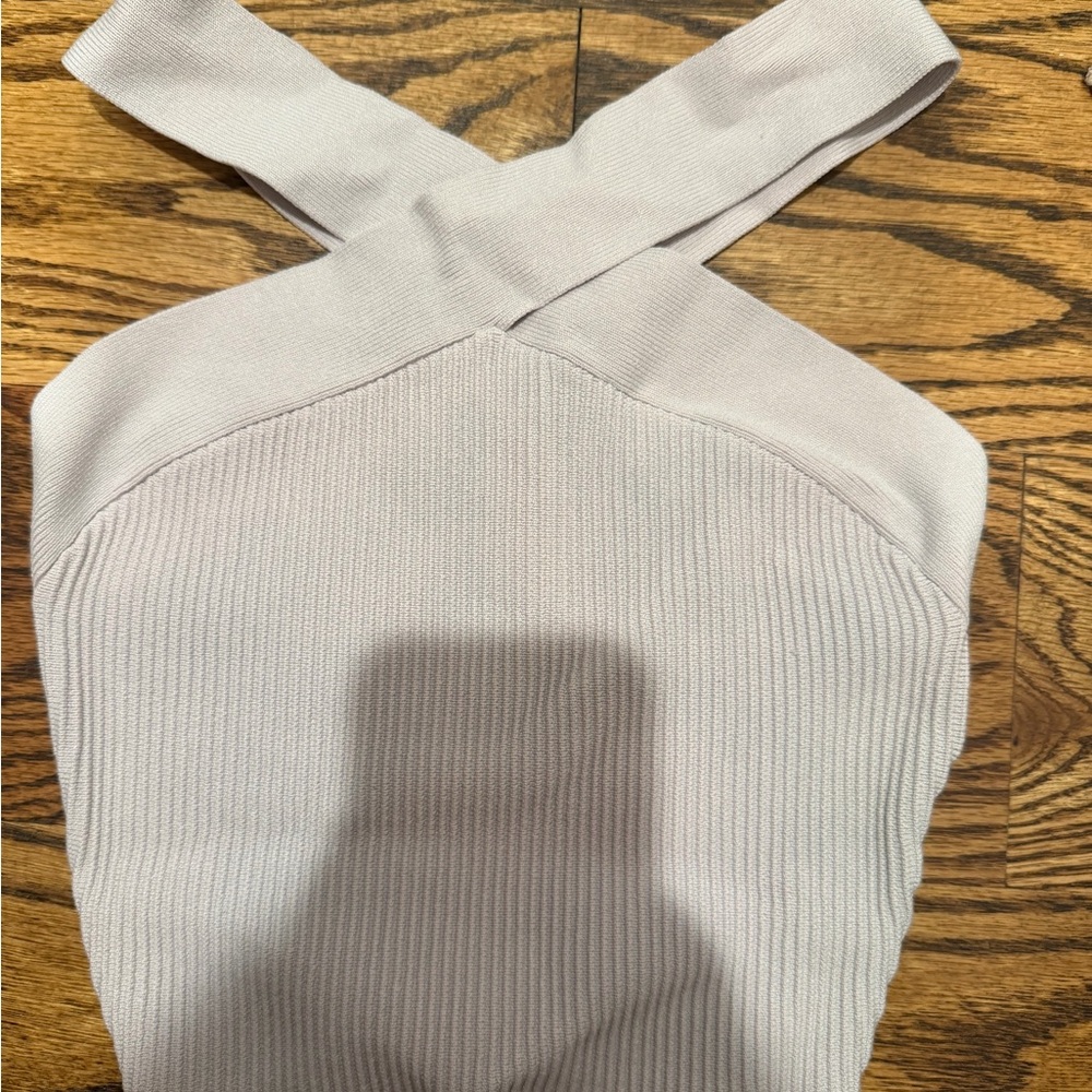 Aritzia Gray Ribbed Crop Top